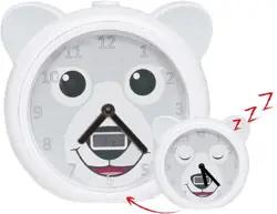 ZAZU Bobby The Bear Clock - Sleep Trainer Clock for Kids | Helps teach your Child when to Wake up | 30 second nightlight | Light Up Alarm Clock | Opens and closes eyes | Variable volume