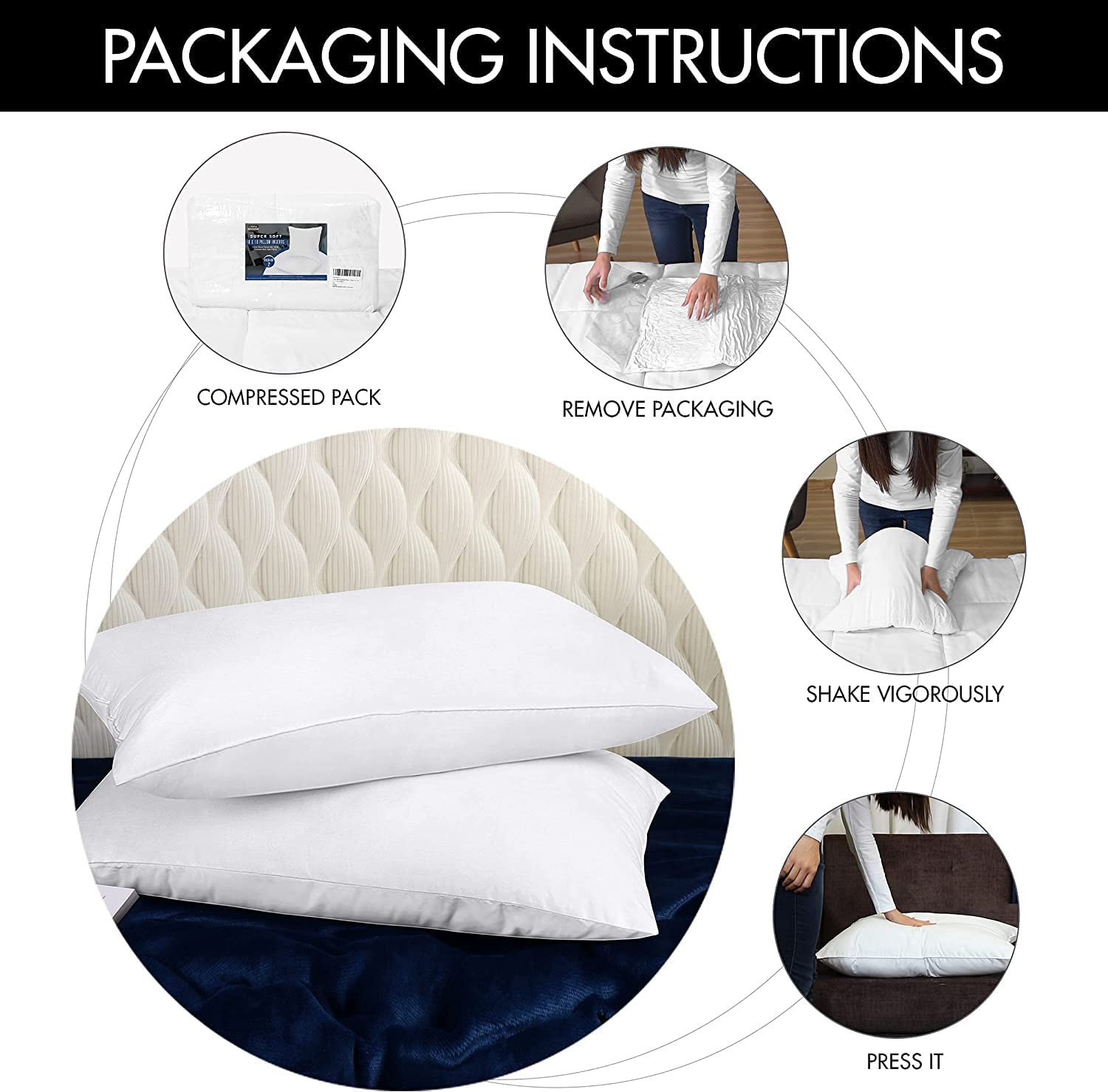 Bedding Cushion Inner Pads (Pack of 4) Cushion Stuffer Inserts, Cotton Blend Fabric 5