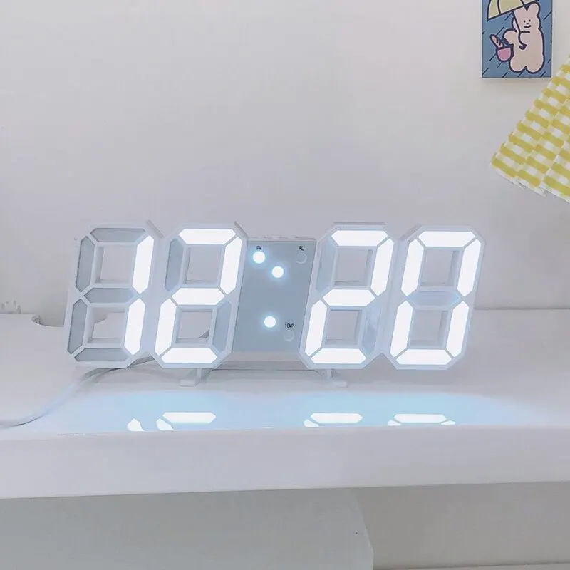 3D LED Digital Clock Luminous Fashion Wall Clock Multifunctional 2