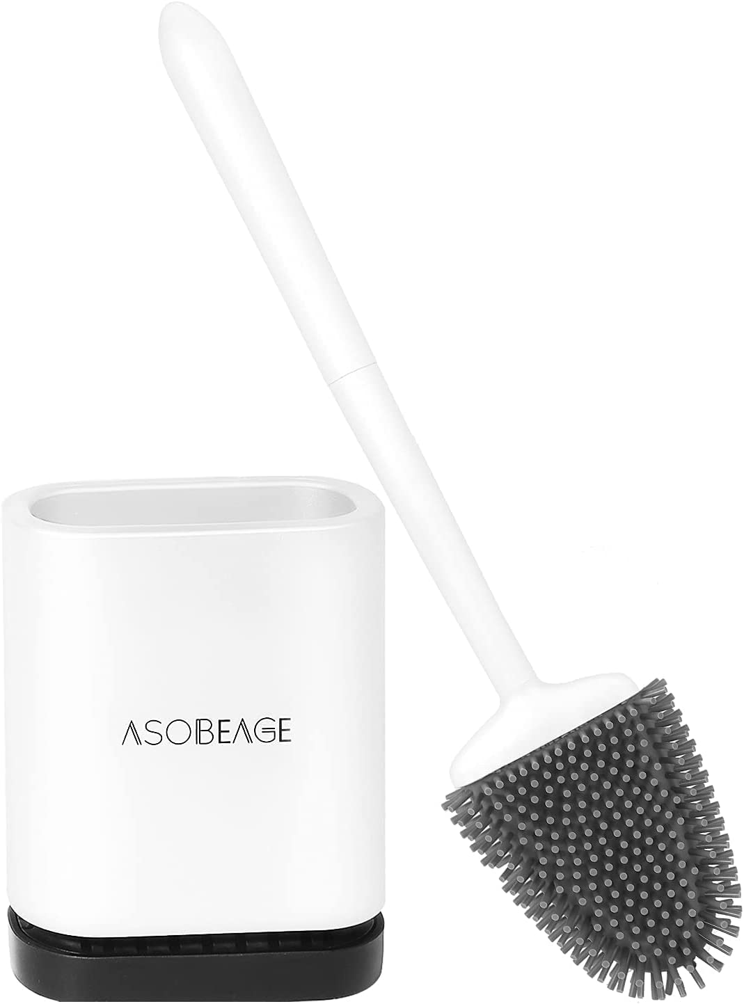 ASOBEAGE Silicone Toilet Brush with Flexible Bristles & Quick Drying Holder Set, Deep Cleaner for Bathroom (White) 2