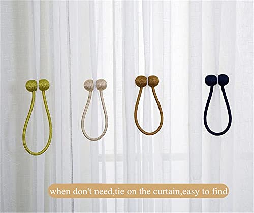IHClink 2-Piece Magnetic Curtain Tiebacks with Curtain Clip Rope Holdbacks, Weaving Holders and Buckles for Home and Office Decoration (Grey, UK Patent 6036254) 5