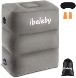 iBeleby Kids Airplane Foot Rest & Inflatable Travel Pillow Set - Adjustable Height Leg Rest Pillow with Toddlers Travel Bed Box, Portable Travel Accessories for Office, Home, Long Flights and Car Rides.