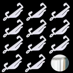 Kuou 50 PCS White Plastic Curtain Hooks, Tack Hooks, Rail Gliders, and Sliding Hooks for Curtains, Track Windows, Showers, and Doors