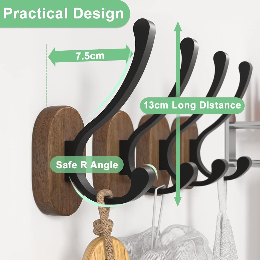 Susswiff Wooden Wall Hangers Decor, 4 Pack Oval Coat Hooks Wall Mounted for Hanging Coats, Towels, Keys, Hats, Robes, Purses, Living Rooms, Bathrooms, Bedrooms, and Cloakrooms 3