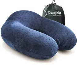 Ecosafeter Portable Neck Perfect Support Pillow - Luxury Compact & Lightweight Quick Pack for Camping, Sleeping Rest Cushion (Navy Blue)