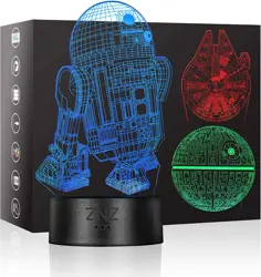 ZNZ LED 3D Star Wars Optical Illusion Night Light with 16 Colors Changing Remote Touch Mood Lamp â€“ Perfect Christmas and Birthday Gifts for Kids, Men, Women and Star Wars Fans