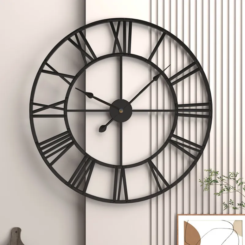 Modern 3D Large Wall Clocks Roman Numerals Retro Round 5