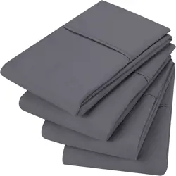 Utopia Bedding Grey 4-Pack Soft Brushed Microfibre Pillow Cases with Envelope Closure (50x75cm)