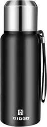 Vacuum Insulated Flask 500ml/16.9oz with Cup lid Stainless Steel Thermo Water Flasks Leakproof Keep Coffee hot&Cold Drink Bottle.(Black,500ml)