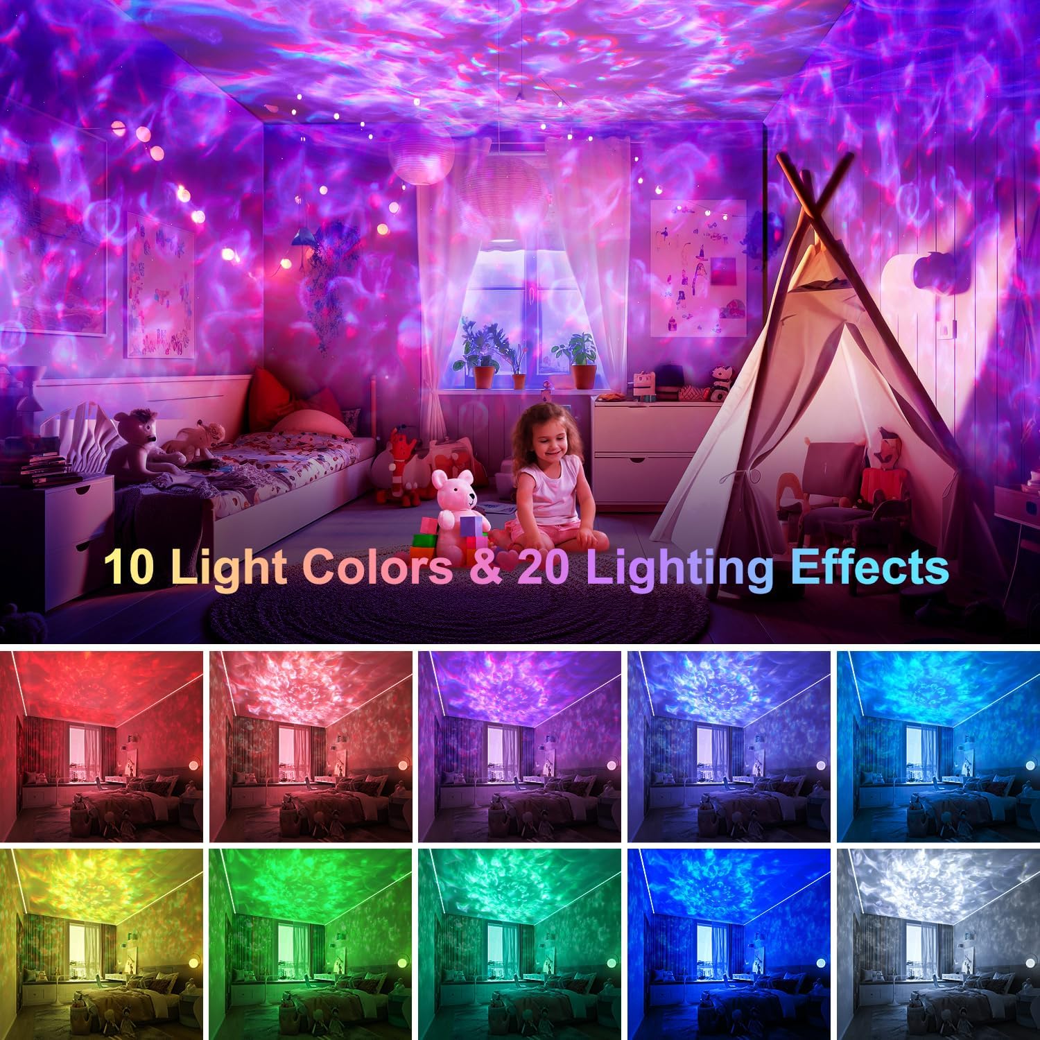 Galaxy Projector 20 Lighting Modes Star Projector, HiFi Bluetooth Speaker Galaxy Projector Light, 6 White Noise Sensory Lights, Remote & Timer Galaxy Light Projector for Bedroom Gifts for Room Decor [Energy Class A] 1