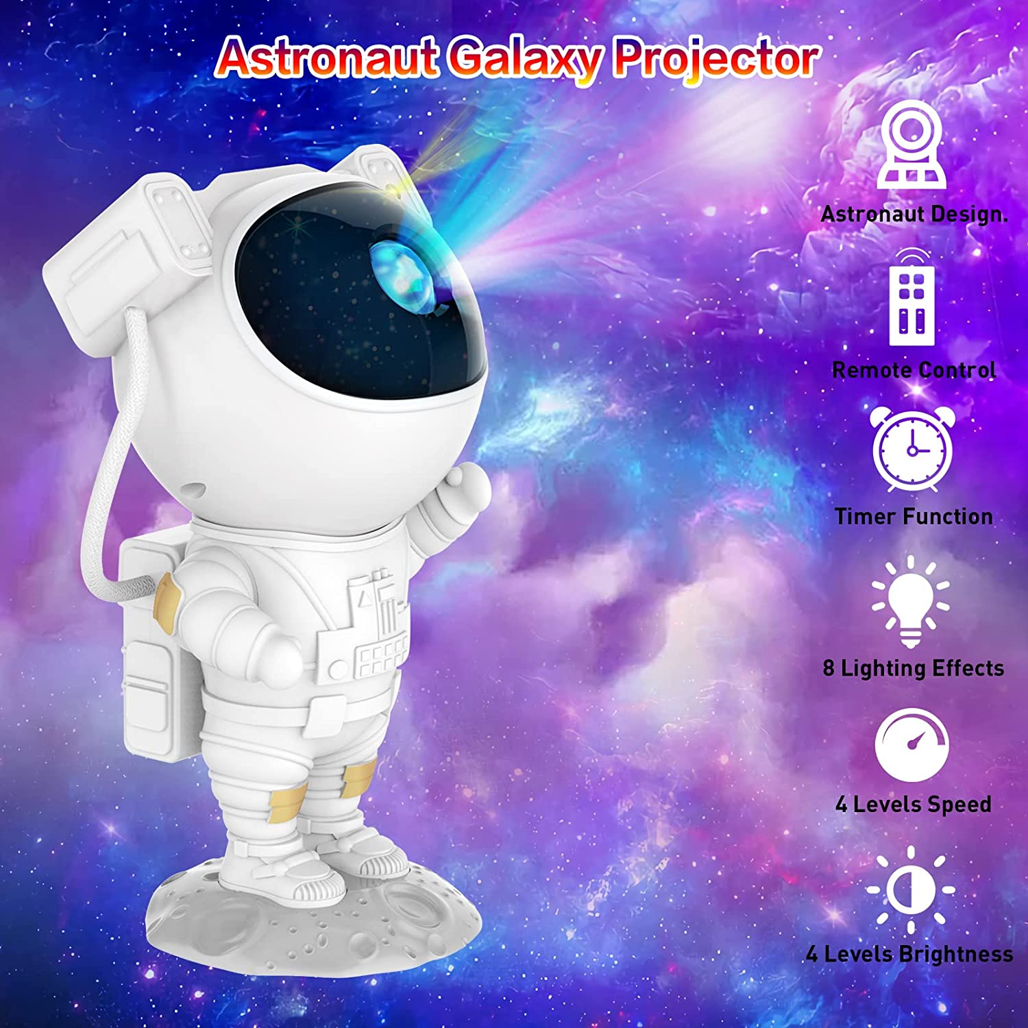 SZPACMATE Astronaut Galaxy Star Projector with Nebula, Timer & Remote Control - Bedroom & Ceiling Light Show, Perfect Gift for Kids & Adults 5