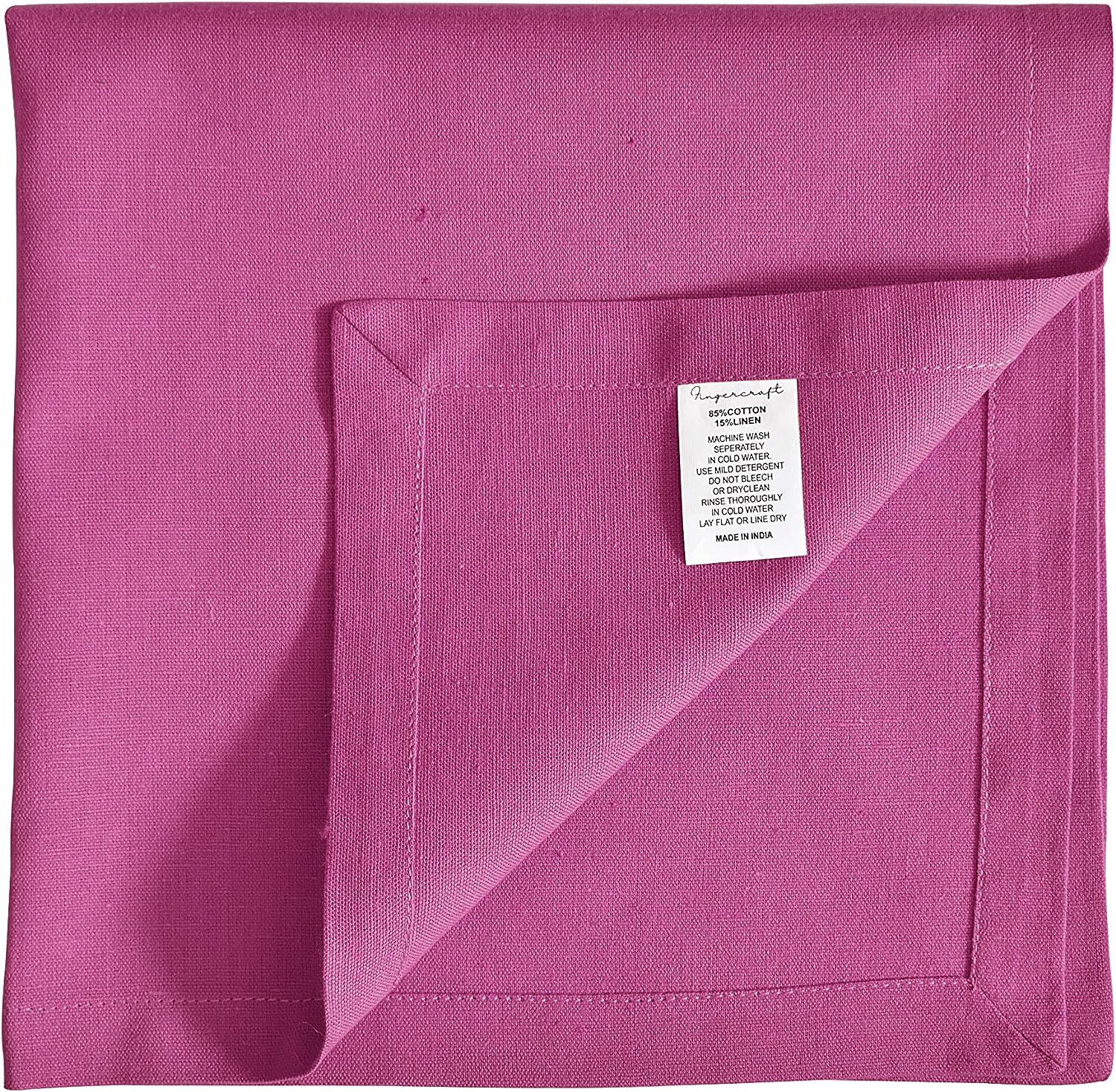 FINGERCRAFT Dinner Cloth Napkins, Cotton Linen Blend Fabric 12 Pack Easter Special, Premium Quality, Mitered Corners for Every Day Use Napkins are Pre Shrunk and Good Absorbency Magenta 6