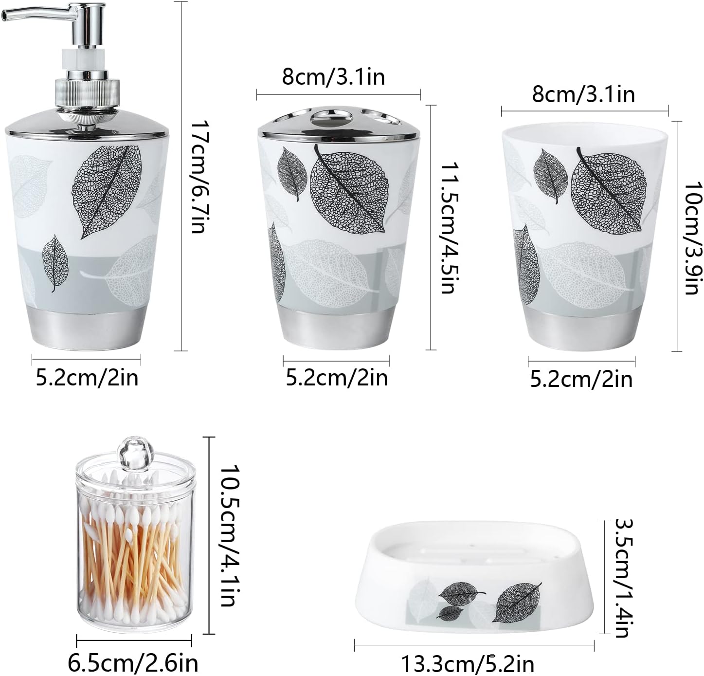 iMucci Bathroom Accessories Set 5Piece Plastic Bathroom Decor Sets