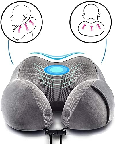 Luxsure Grey Memory Foam Neck Pillow for Sleeping Comfort - Special Design Offers Head & Chin Support for Plane, Car & Office 3