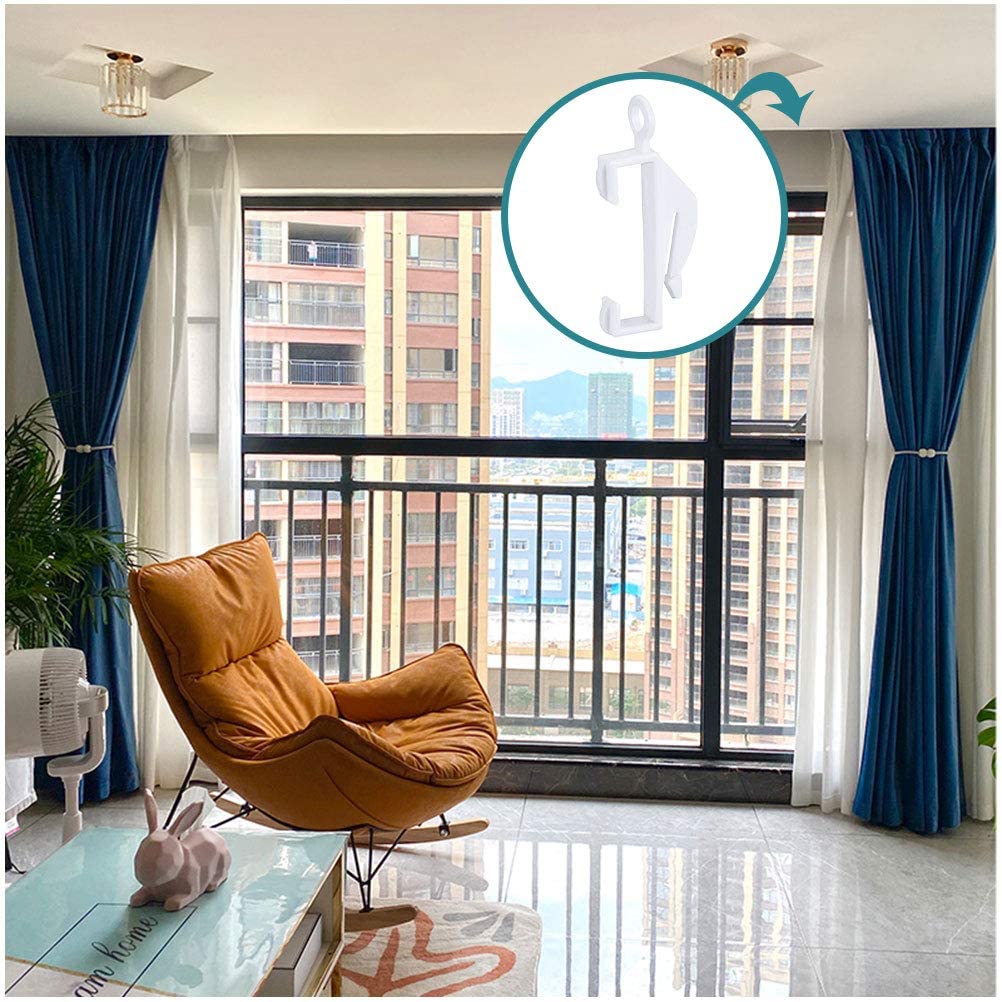 Kuou 50 PCS White Plastic Curtain Hooks, Tack Hooks, Rail Gliders, and Sliding Hooks for Curtains, Track Windows, Showers, and Doors 6