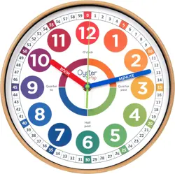 Oyster&Pop Kids Wall Clock - Learning Clock - Silent Analogue Telling Time Teaching Clock - Kids Learn to Tell Time Easily