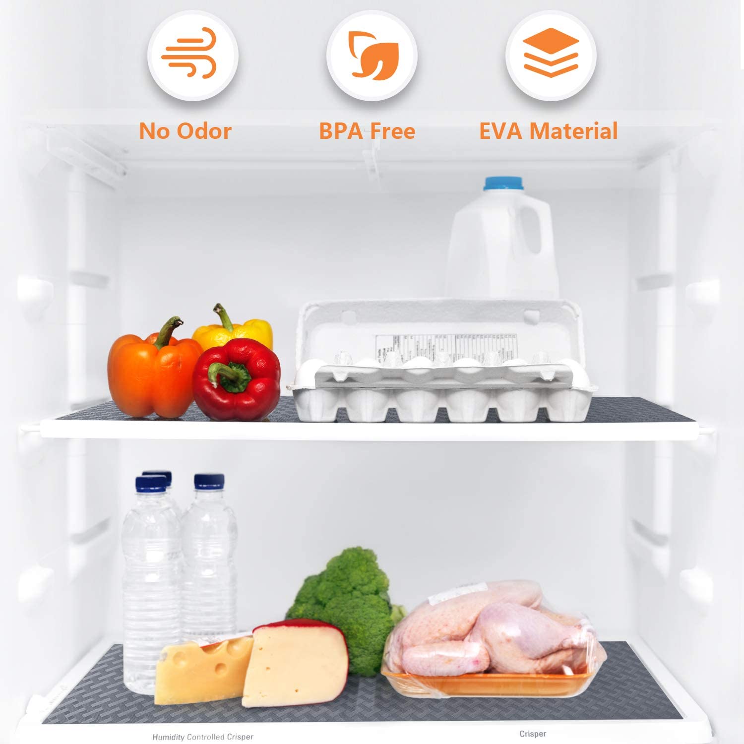 Non-Slip EVA Kitchen Shelf Liners for Cabinets, Refrigerator, Drawers, and Shelves - Waterproof & Oil-Proof, Non Adhesive, 11.8 x 59 Inches - Gray 7