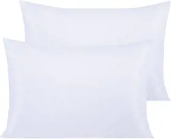 NTBAY 500 TC Egyptian Cotton Pillowcases, 2-Pack, Soft & Breathable Envelope Closure Standard 50x75cm White Pillow Cases