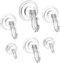 iDesign Power Lock 18130 Plastic Towel Hooks, Clear, 6-Piece Set with Suction Cups