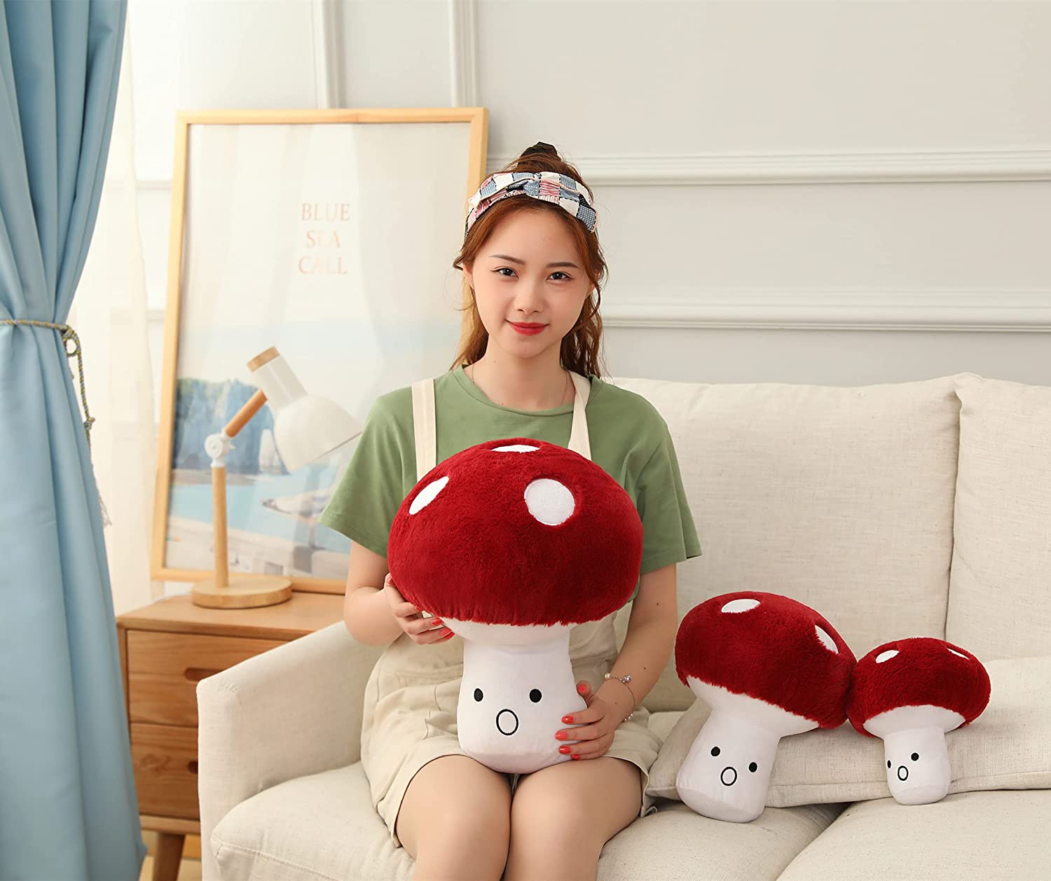 3D Creative Plush Pillows Mushroom Cute Surprised Mushrooms Throw Pillow 4