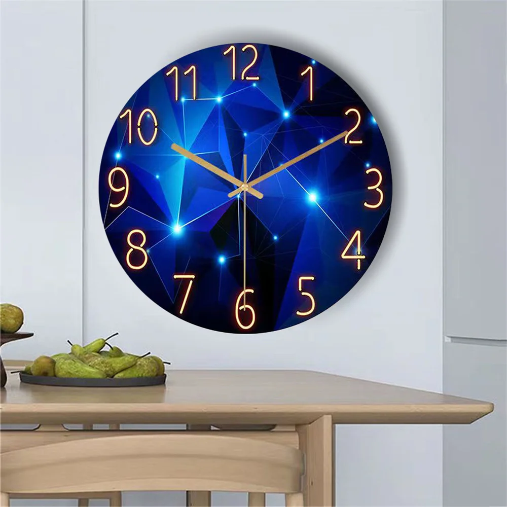 12inch Wall Clock Geometric Elements Dark Blue 4
