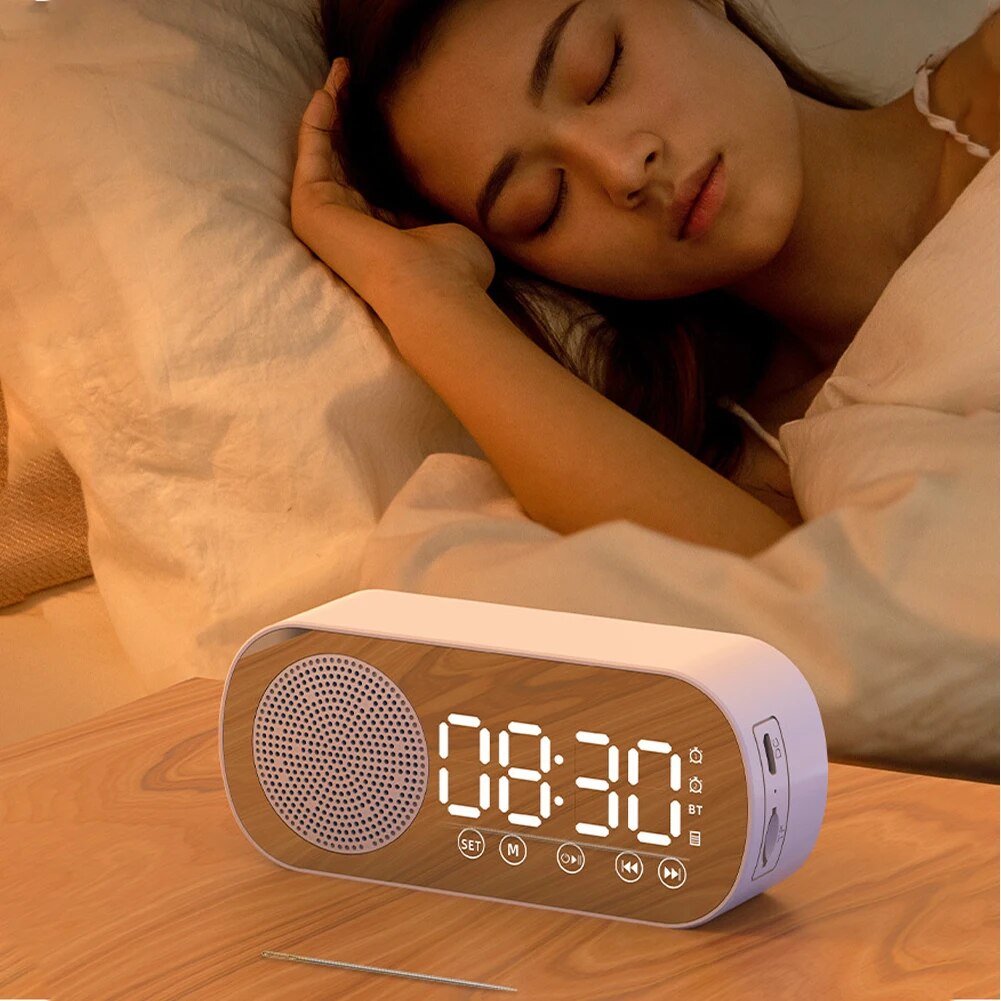 Multifunctional Wireless Bluetooth Speaker Clock Dual Alarm 4