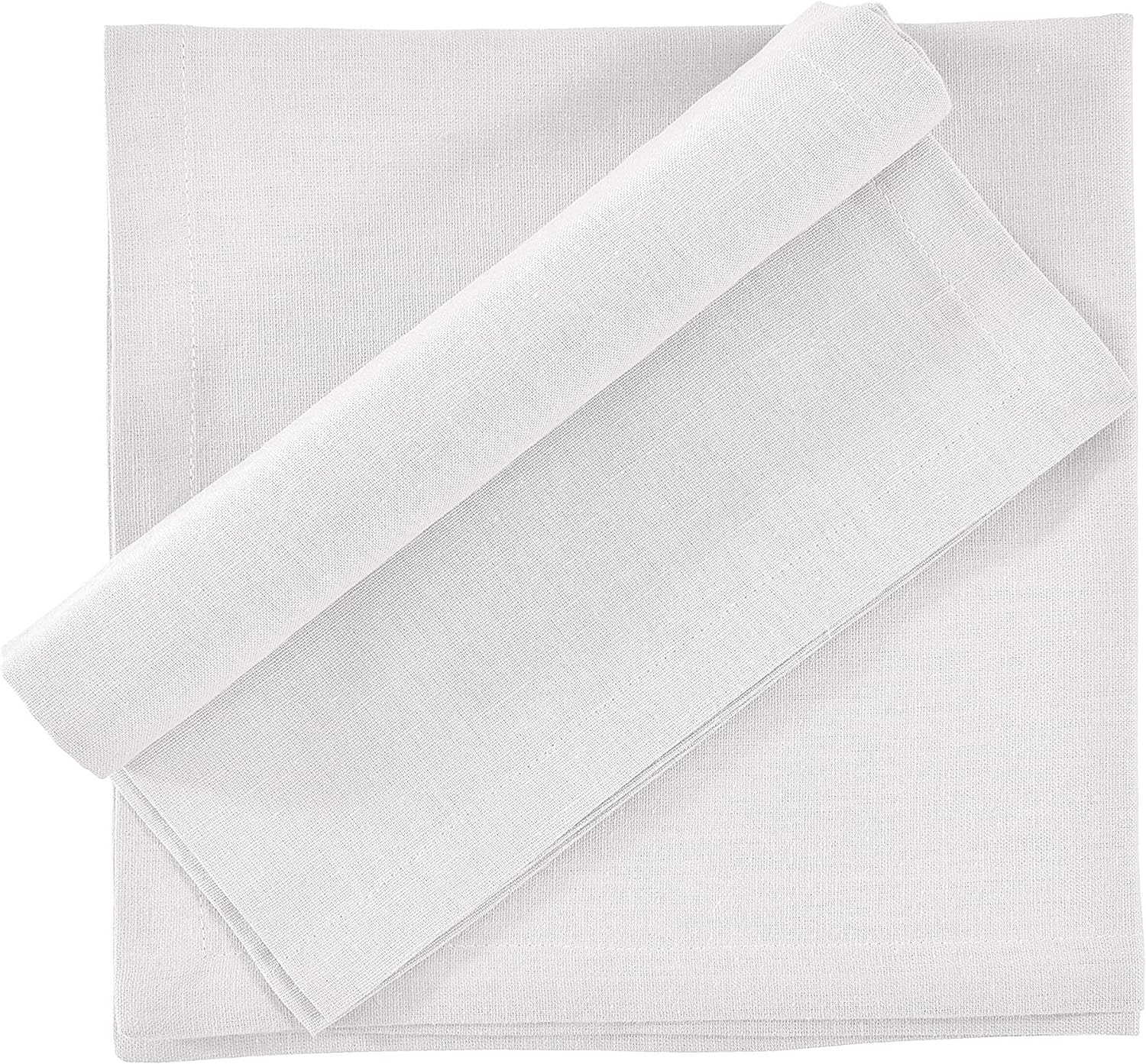 FINGERCRAFT Dinner Cloth Napkins, Cotton Linen Blend Fabric 12 Pack White Easter Special, Premium Quality, Mitered Corners for Every Day Use Napkins are Pre Shrunk and Good Absorbency White 3