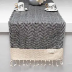 Smyrna Turkish Cotton Herringbone Series Table Runner 100% Cotton|Rectangular Table Cover & Protective Table Cloth|Made in Turkey|Doesn't Shrink| Premium Luxury (Dark Gray, 38 x 182 cm)