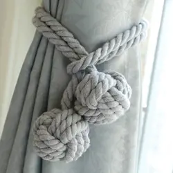 Handmade Cotton Rope Curtain Tie Back with Clip Tassel Ball (Grey)
