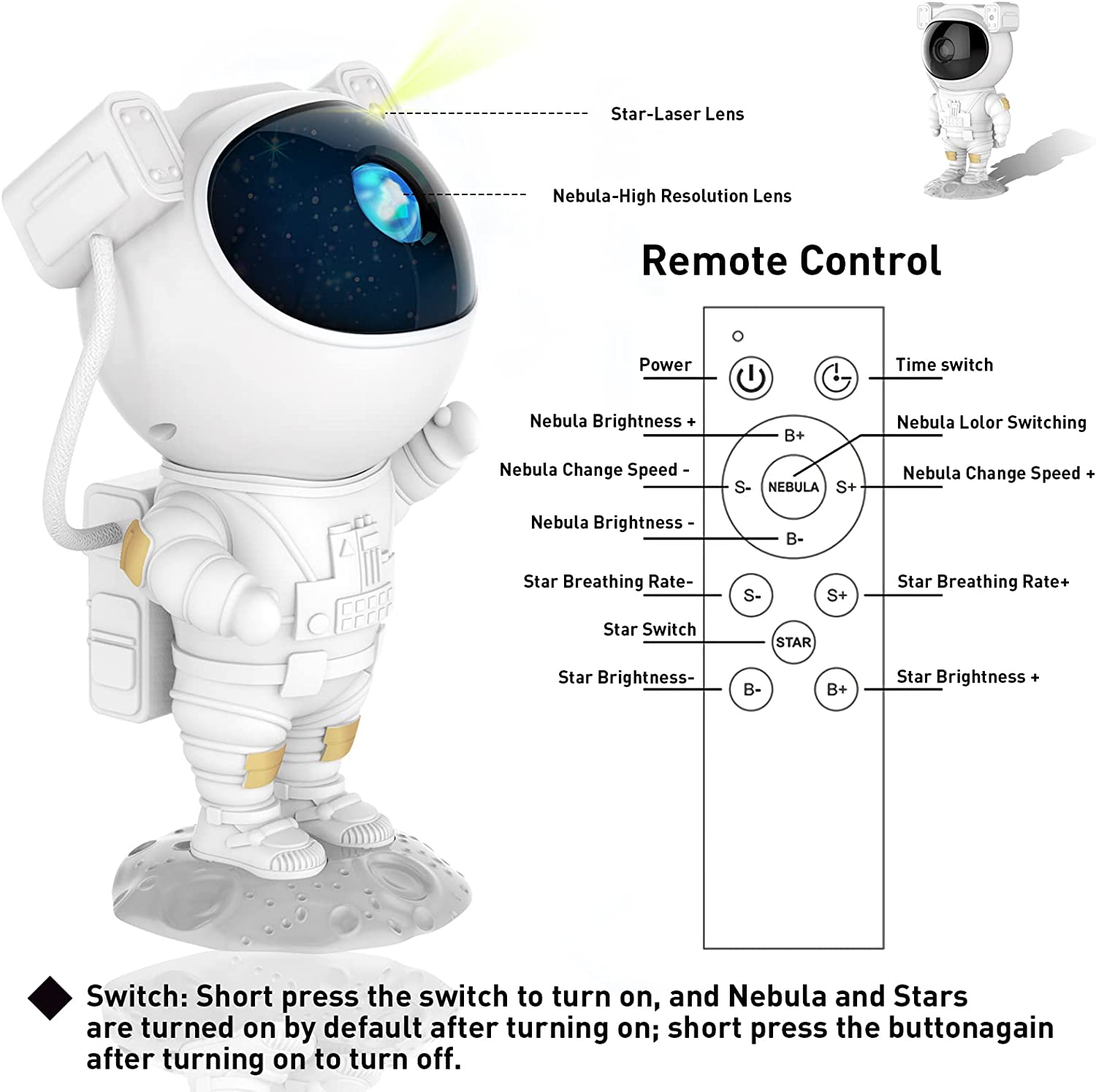 SZPACMATE Astronaut Galaxy Star Projector with Nebula, Timer & Remote Control - Bedroom & Ceiling Light Show, Perfect Gift for Kids & Adults 4