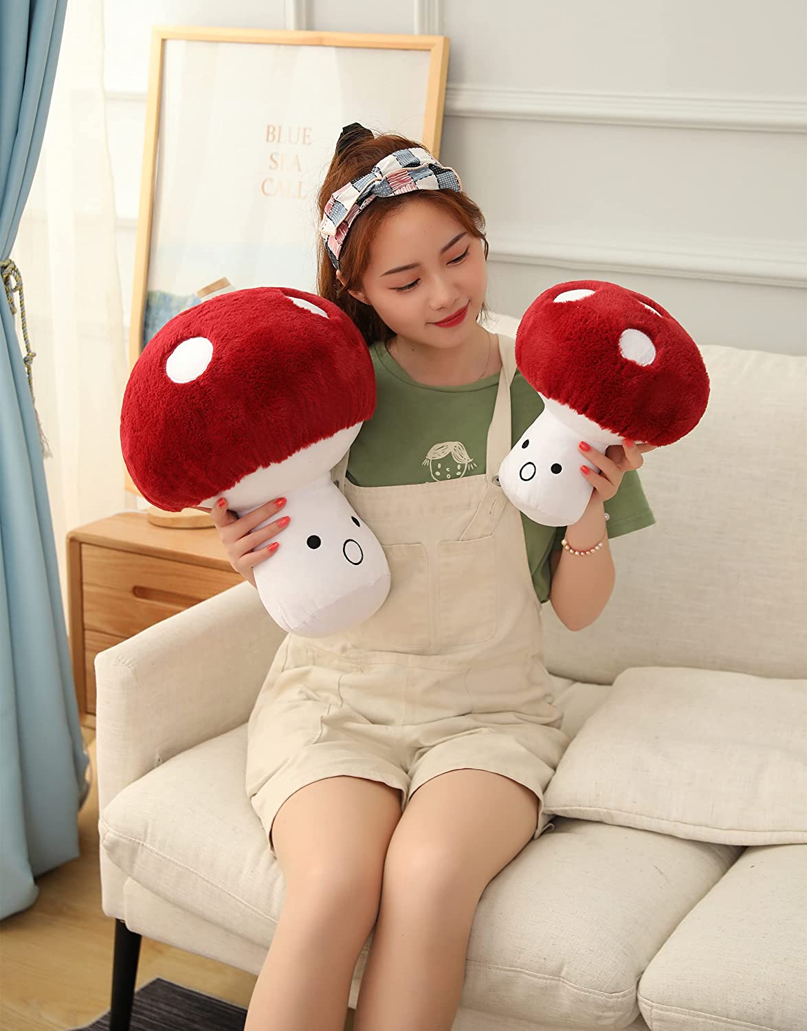 3D Creative Plush Pillows Mushroom Cute Surprised Mushrooms Throw Pillow 5