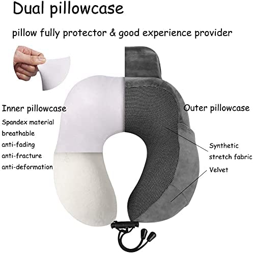 Luxsure Grey Memory Foam Neck Pillow for Sleeping Comfort - Special Design Offers Head & Chin Support for Plane, Car & Office 4