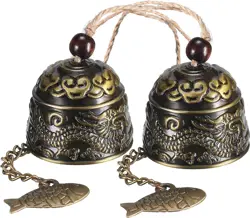 Chuangdi 2 Pieces Fengshui Bell Vintage Dragon Bell Fengshui Wind Chimes Good Luck Hanging Bell for Home Garden Good Luck Blessing Patio Yard Indoor Outdoor Front Door Decorations