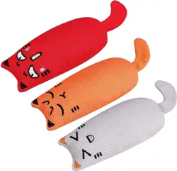 Bojafa Catnip Toys 3-Pack: Interactive Plush Cat Teeth Cleaning & Grinding Pillows for Indoor Kittens (6.5 Inch)