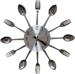 Linian 3D Removable Wall Clock: Modern Creative Cutlery Spoon and Fork Design