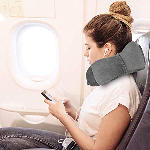 Luxsure Grey Memory Foam Neck Pillow for Sleeping Comfort - Special Design Offers Head & Chin Support for Plane, Car & Office 7