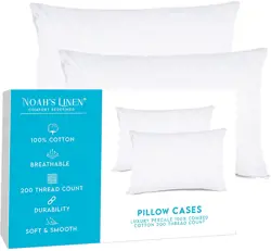 
Noahs 100% Cotton White Pillowcase Set - 200 Thread Count Percale - 50 x 75+13 cm