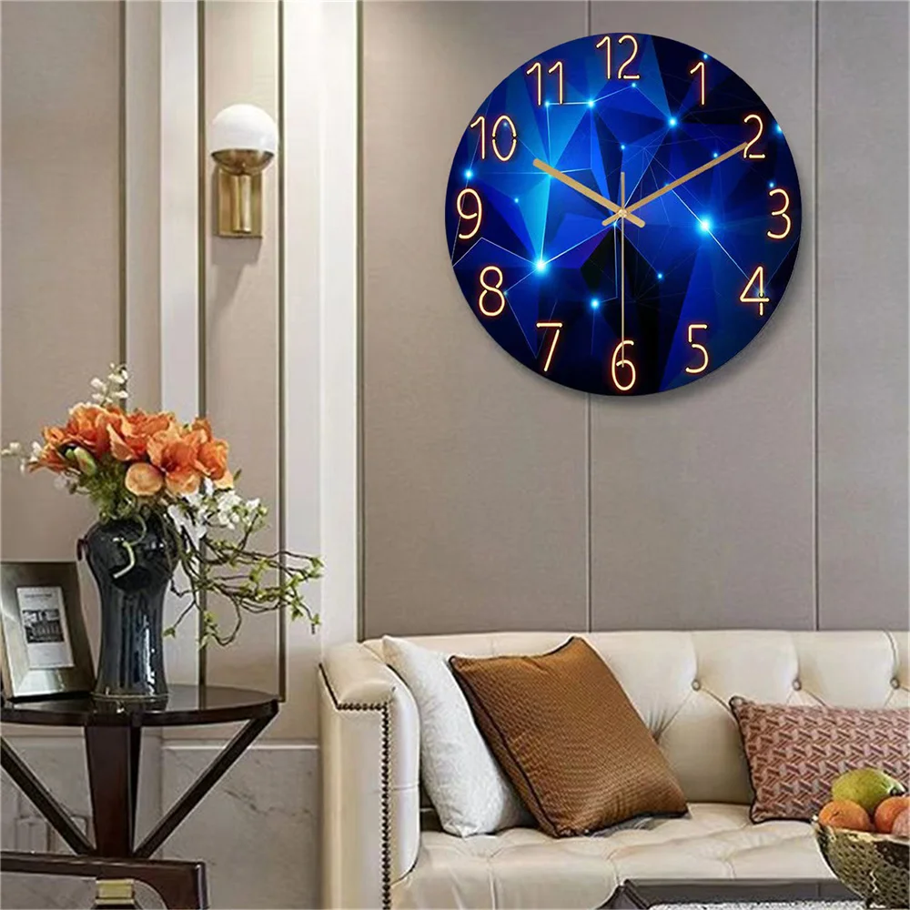 12inch Wall Clock Geometric Elements Dark Blue 1