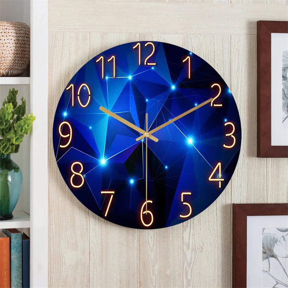 12inch Wall Clock Geometric Elements Dark Blue 3