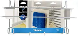 Metaltex Radius Double Towel Rail - Bathroom Towel Holder for Over the Door Radiators, Silver Color, 39 x 15 x 20 cm