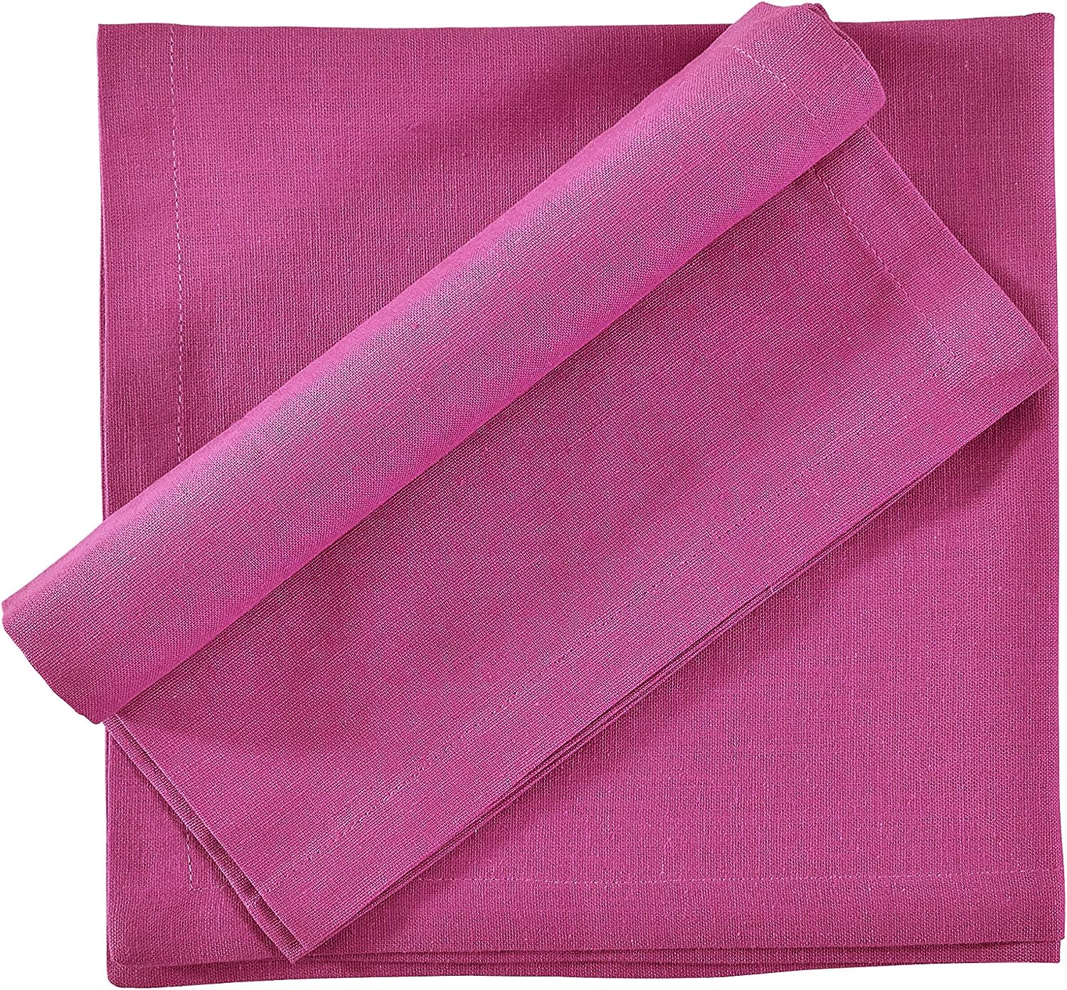 FINGERCRAFT Dinner Cloth Napkins, Cotton Linen Blend Fabric 12 Pack Easter Special, Premium Quality, Mitered Corners for Every Day Use Napkins are Pre Shrunk and Good Absorbency Magenta 3