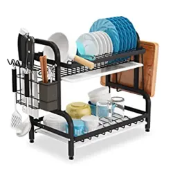 Dish Drying Rack 2-Tier Compact Kitchen Dish Rack Drainboard Set