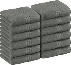 Utopia Towels 12-Piece Luxury Grey Washcloths, 30 x 30 cm, 700 GSM 100% Cotton Premium Quality Flannel Face Cloths, Highly Absorbent and Soft Feel Fingertip Towels