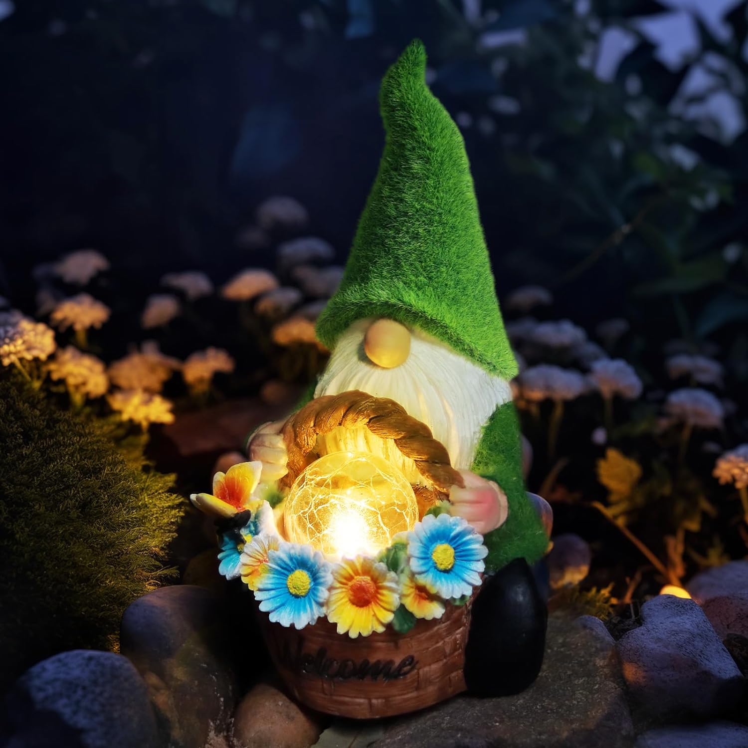 Eletorot Garden Gnomes Ornaments Outdoor Solar - St Patricks Day Decorations, Gnome Gifts for Women Mum Grandma Nan, Garden Statue Gnome with Lights - Unique Housewarming Gardening Presents 2