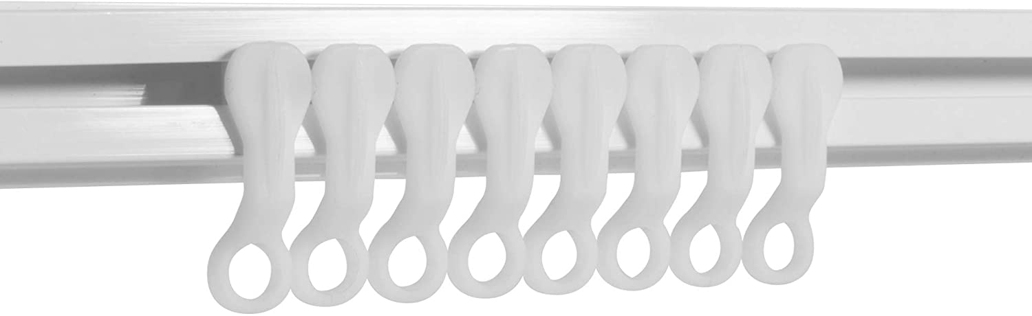 ASIWUJING White Plastic Curtain Glider Hooks, 50-Pack 1