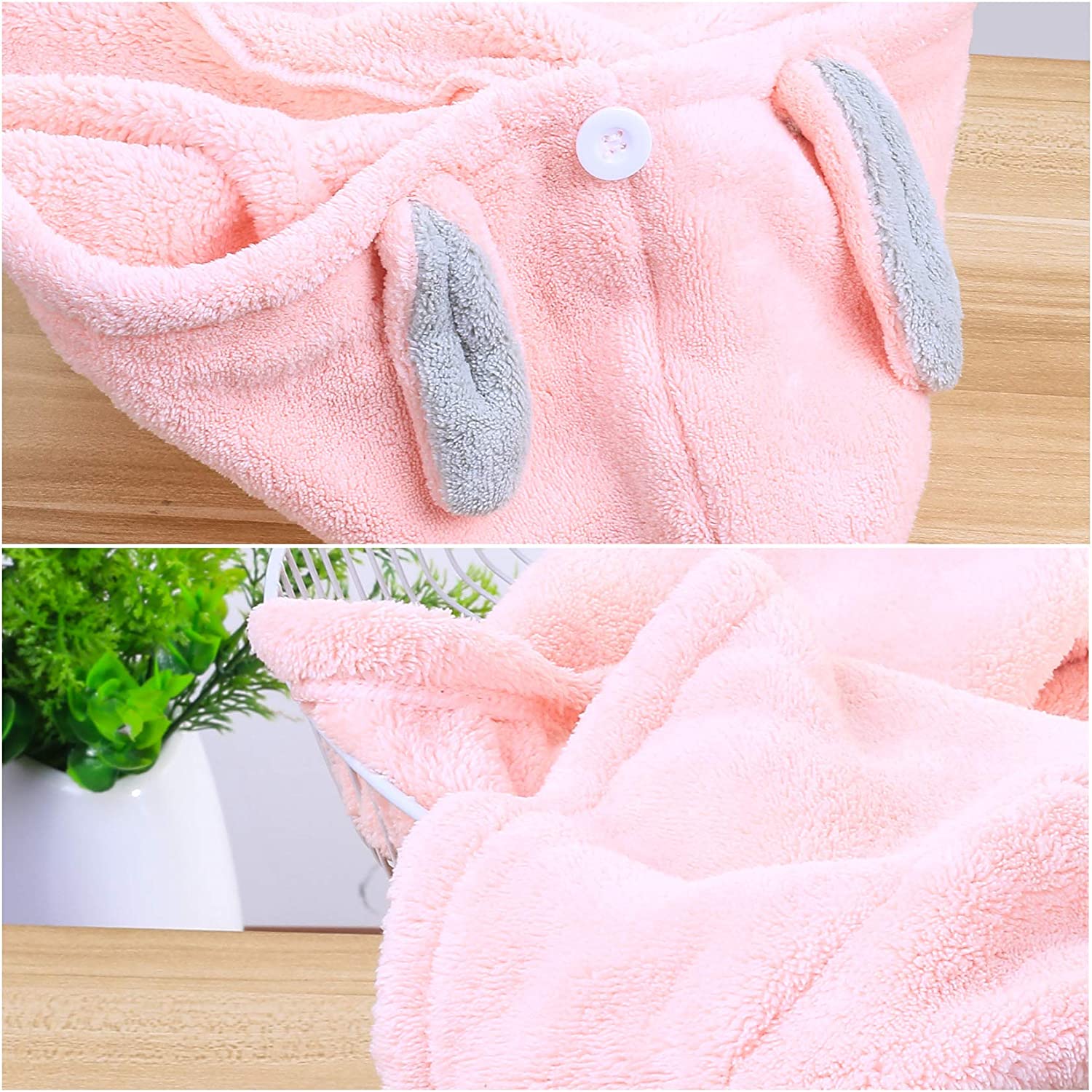 Yibaijia Microfiber Hair Towel Wrap Turban Set for Kids, Women - Wet, Long, Thick Hair (2 Pack, Pink & Purple) 4
