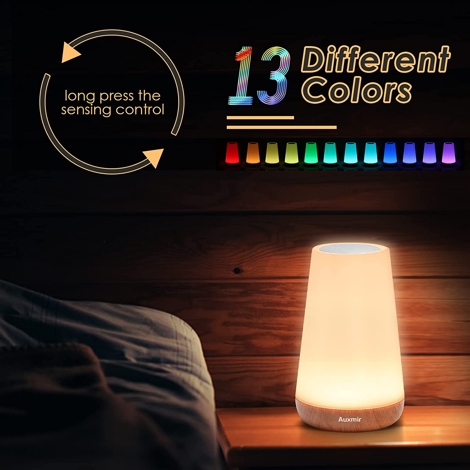 Auxmir Rechargeable LED Touch Table Lamp with Remote Control, RGB Color Changing & Dimmable Night Light for Baby, Kids, Bedroom, Living Room & Camping 1