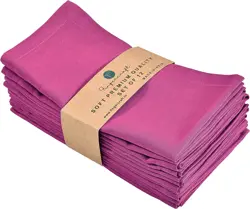 FINGERCRAFT Dinner Cloth Napkins, Cotton Linen Blend Fabric 12 Pack Easter Special, Premium Quality, Mitered Corners for Every Day Use Napkins are Pre Shrunk and Good Absorbency Magenta