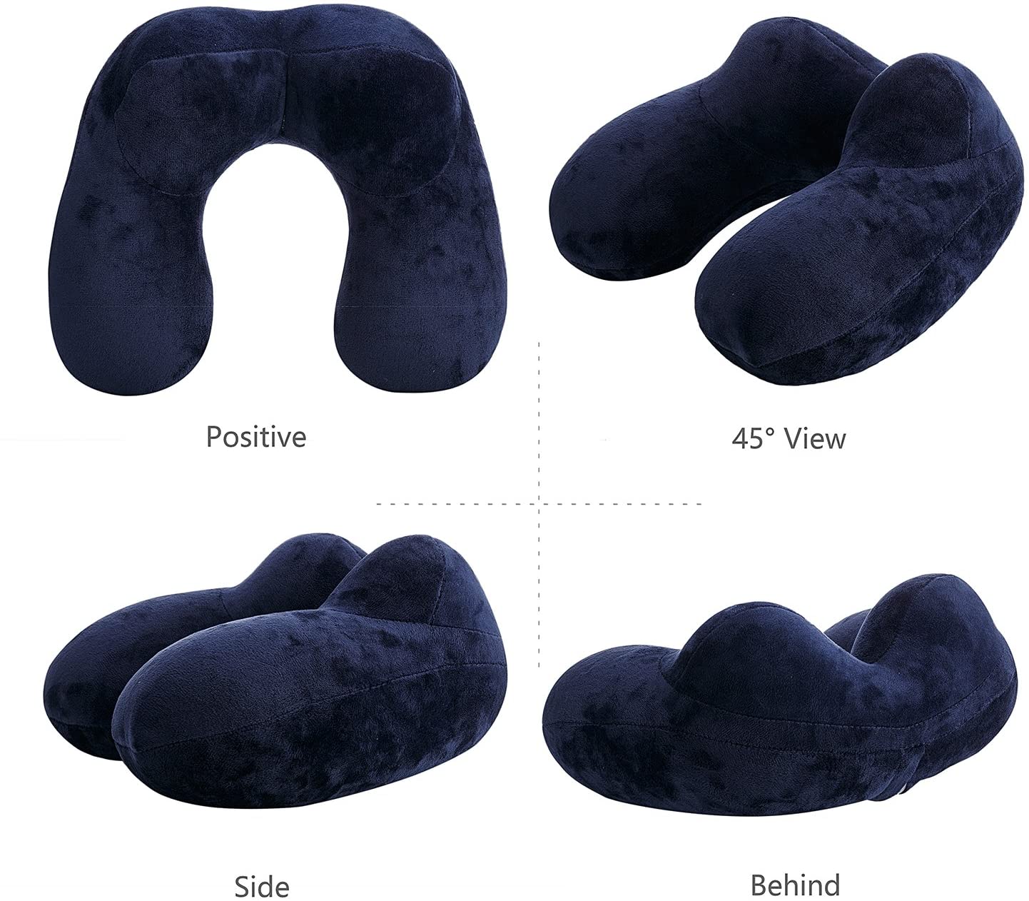 LUZWAY Inflatable Neck Pillow Kit with Soft Velvet Pillowcase, Ear Plugs, and Eye Mask - Perfect for Kids, Airplane, Car, and Train Sleeping 2