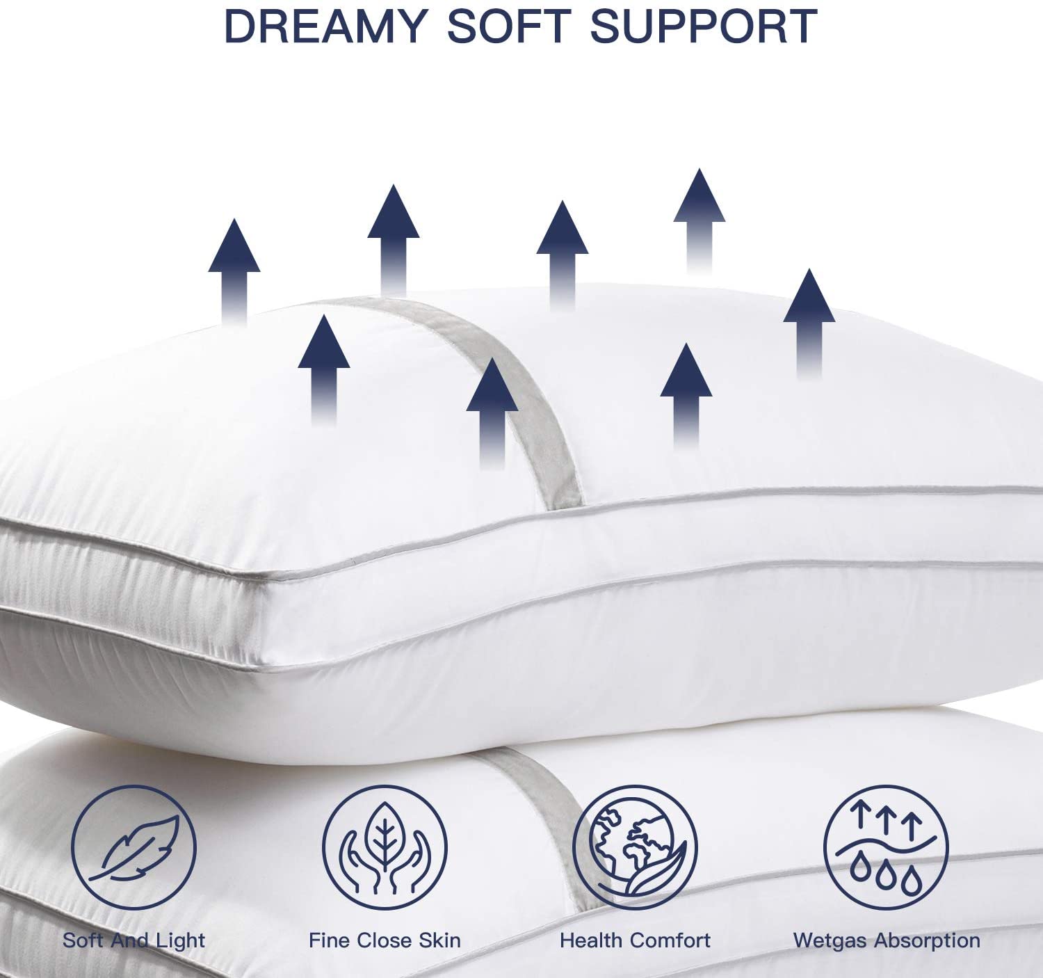 BedStory 2-Pack Standard-Size Pillows for Neck/Shoulder Pain, Dust Mite Resistant & Hypoallergenic, Ideal for Allergy Sufferers & Back/Stomach/Side Sleepers 42X70CM 4